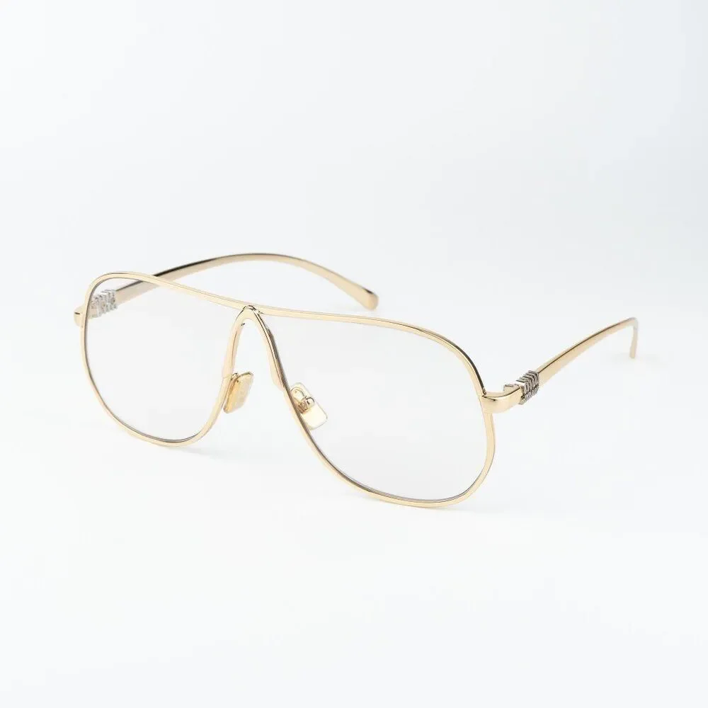 Miu Miu Women Eyeglasses Gold Blue Light Block Pilot MUA56S 5AK08N NEW AUTHENTIC